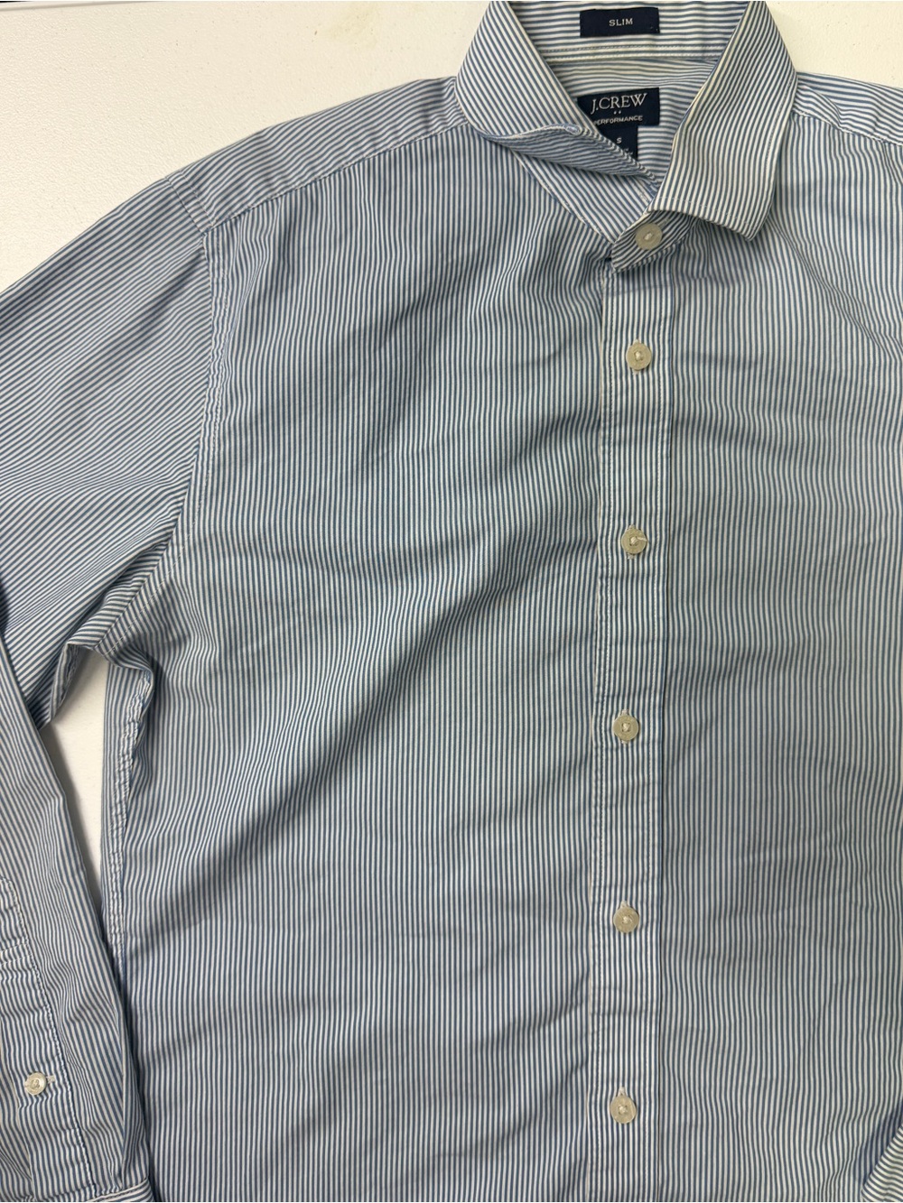 J.Crew Performance Slim Fit Blue White Stripe Dress Shirt Men’s Smal